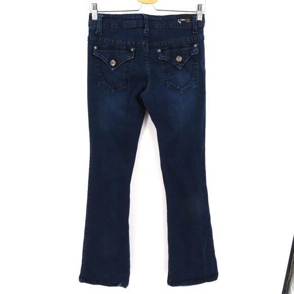 Paper Denim & Cloth Womens 4/27 Dark Blue Button Flap Pocket Flare Denim Jeans - Picture 4 of 11